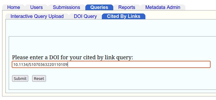 Cited-by view in the admin tool